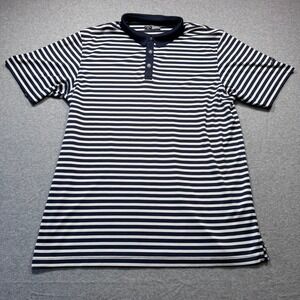 Callaway Mens XL Opti-Dri Golf Polo Shirt Navy Blue White Striped Short Sleeve